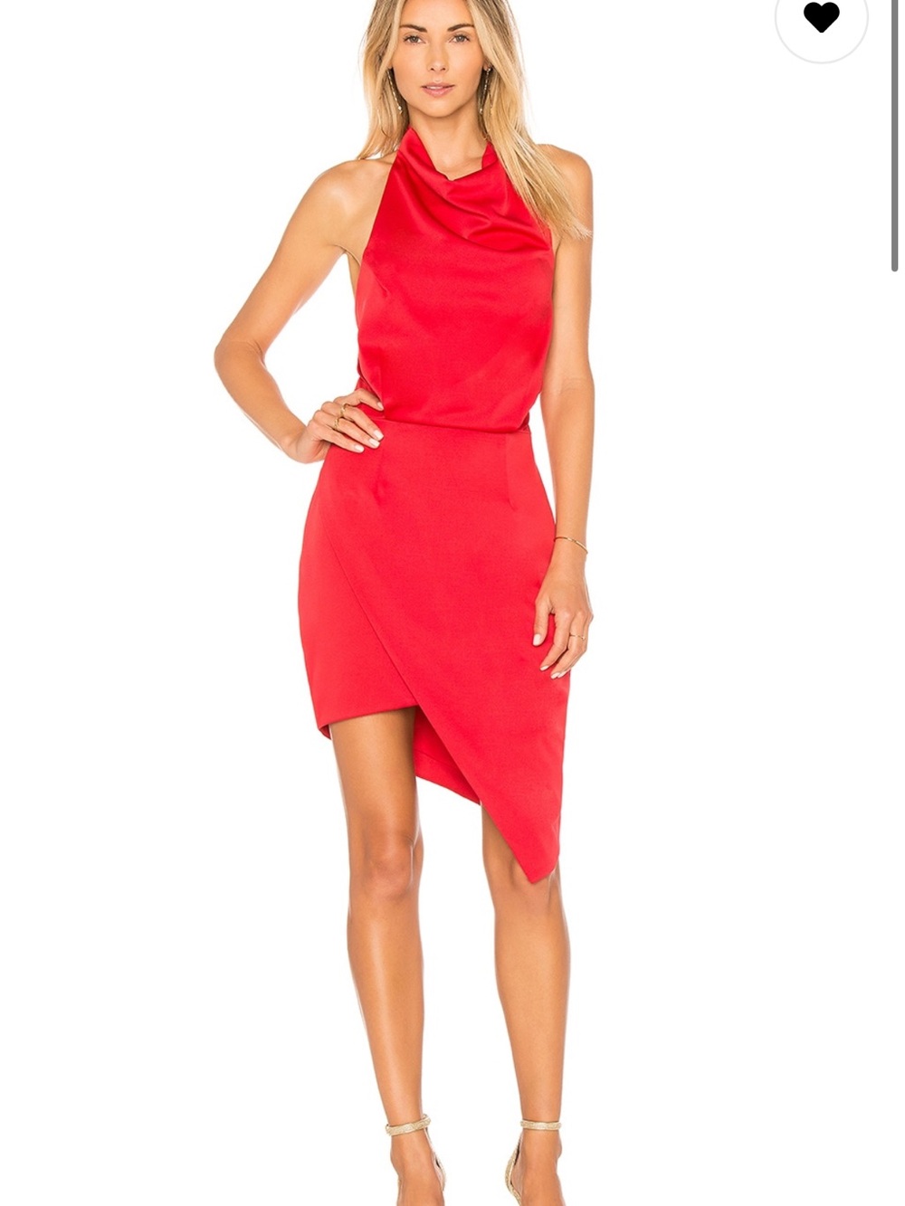 Elliatt Red Halter Asymmetric Midi Dress